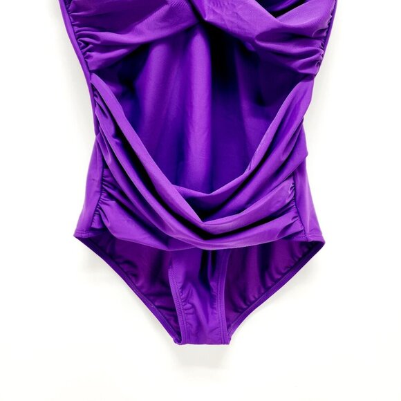 Smismivo Womens Purple Ruched One-Piece Swimsuit Size Medium Womens - Picture 8 of 11